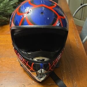 Kids Spider Web Design Face Mask - Blue and Red